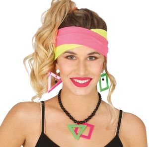 80s Necklace, Headbands & Earrings Set