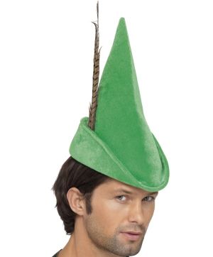 Robin Hood Hat with Feather - Green