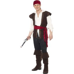 Mens Caribbean Pirate Fancy Dress Costume