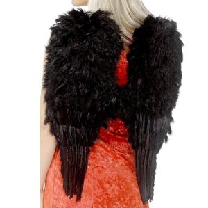 Halloween Feathered Angel Wings - Black