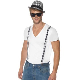 80s Fancy Dress SKA Two Tone Hat & Braces Set