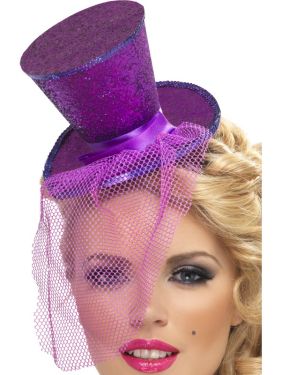 Ladies Fancy Dress - Mini Top Hat on Band - Purple