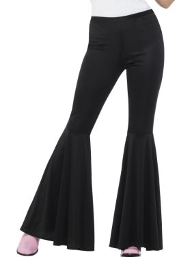 Ladies 60s Fancy Dress Flared Trousers - Black