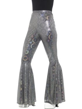 Ladies 60s Fancy Dress Flared Trousers - Silver