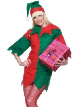 Christmas Fancy Dress Ladies Santa's Elf Costume