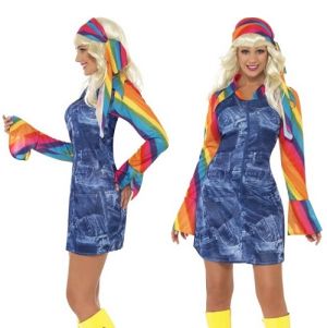 Ladies Groovier Dancer Girl Fancy Dress Costume
