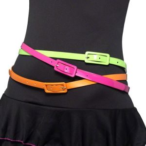 80s Fancy Dress Pack of 3 Neon Belts