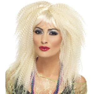 80's Blonde Crimp Fancy Dress Wig 