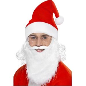 Christmas Fancy Dress Santa Set - Hat with Hair, Tash & Beard & Glasses