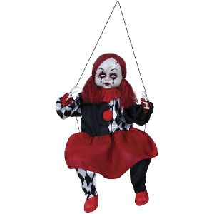 Halloween Animatronic Clown on Swing Decoration 80cm