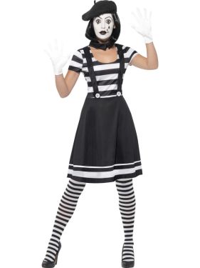 Ladies Mime Artist Fancy Dress Costume 