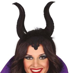 Halloween Wicked Demon Horns on Headband with headpiece
