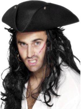 Pirate Fancy Dress - Tricorn Hat - Black