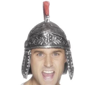 Roman Soldier Fancy Dress Latex Helmet - Silver