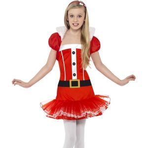 Christmas Fancy Dress - Chilrdrens Miss Santa Tutu Dress & Bolero Costume - M (Age 7-9 Yrs) & L (10-12 Years)