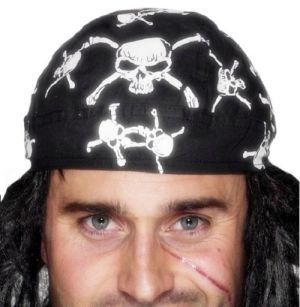 Pirate Fancy Dress Bandanna - Black/White