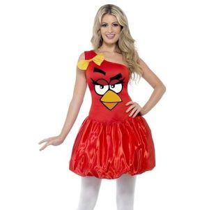 Ladies Licensed Angry Birds Fancy Dress Costume - Red - S & M