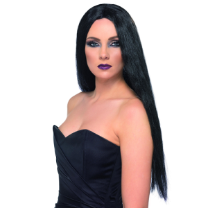 Ladies Halloween Long Black Witch Wig 