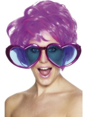 70s Fancy Dress - Jumbo Funky Heart Glasses - Assorted Colours