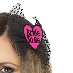 Hen Party Bride to Be Hair Bow - Black/Pink