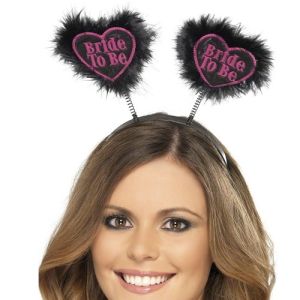 Hen Party Bride to Be Love Heart Head Boppers - Black/Pink