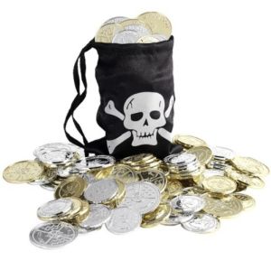 Pirate Fancy Dress Coin Bag & Coins