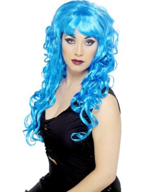 Halloween Fancy Dress Wig Siren - Blue