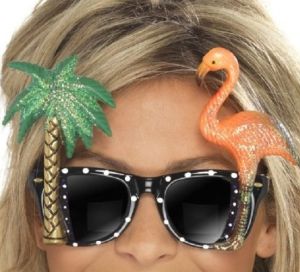 Hawaiian Flamingo Fancy Dress Sunglasses 