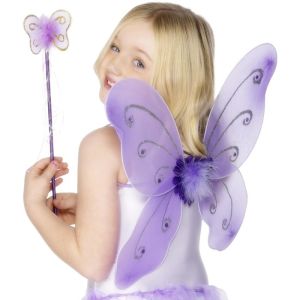 Childrens Butterfly Wings & Wand - Purple