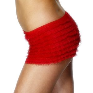 Ladies Fancy Dress Ruffle Lace Panties - Red