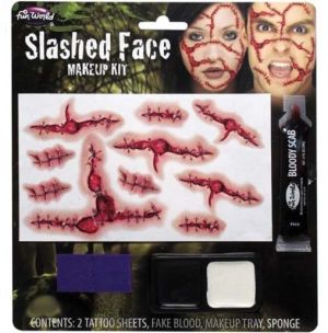 Halloween Slashed Face Scab Tattoo Kit