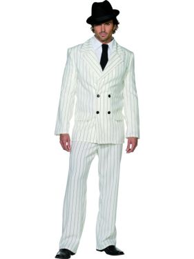 Mens White Zoot Suit Gangster Costume