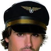 Pilot Fancy Dress Hat - Black/Gold