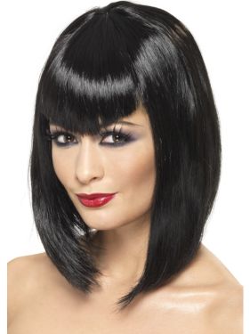 Halloween Vamp Wig with Fringe - Black