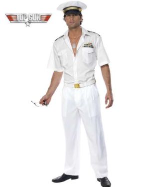 1980s Mens Officially Licensed Top Gun Captain Costume