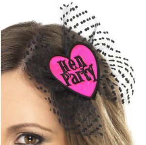 Hen Party Hair Bow - Black/Pink