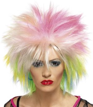80s Cute Attitude Wig - Multi Coloured