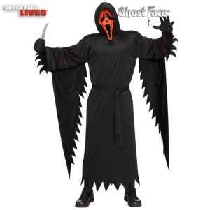 Mens Licensed Scream Pumpkin Ghostface Fancy Dress Costume 