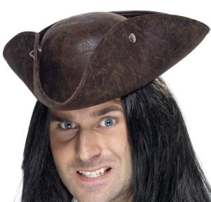 Pirate Leather Look Tricorn Hat