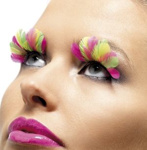 Ladies Fancy Dress Feather False Eyelashes - Multi