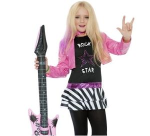 Glam Rockstar Pop Star Girl Fancy Dress Costume - Pink/Black