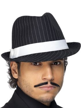 Mens Gangster Mens Trilby Hat - Black/White