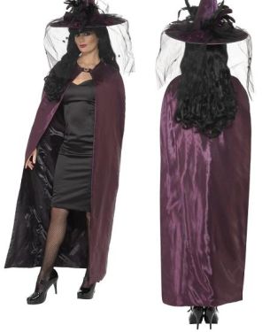 Halloween Deluxe Reversible Witch Cape - Black/Purple