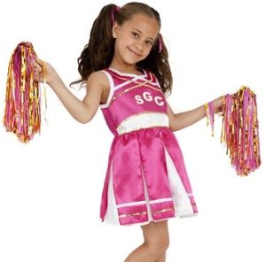 Girls Cheerleader Fancy Dress Costume