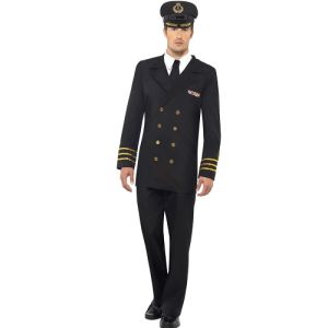 Mens Navy Officer Fancy Dress Costume 