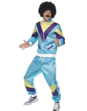 Mens 1980s Fancy Dress Scouser Shell Suit Costume