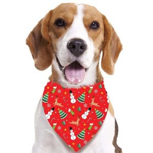 Christmas Print Dog Neckerchief - Red