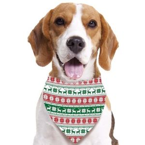 Christmas Print Dog Neckerchief - Red