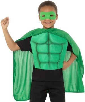 Childs Superhero Cape & Chest Kit - Green