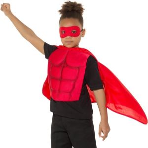 Childs Superhero Cape & Chest Kit - Red